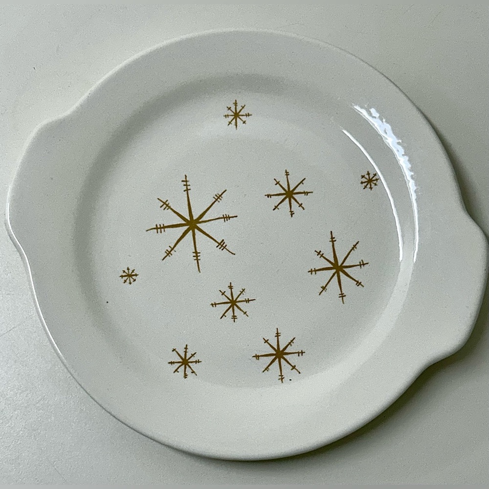 Vintage Ironstone STAR GLOW by ROYAL China Sebring Ohio Lug Handle Cake Plate
